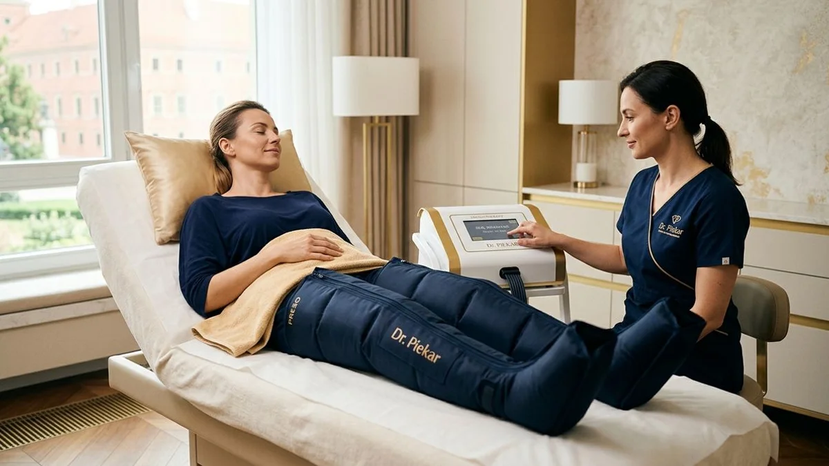 Presoterapia — mechaniczny drenaż limfatyczny w Fizjoterapii Estetycznej Dr. Piekar