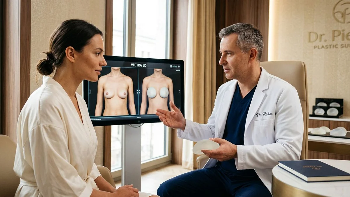 Symulacja VECTRA 3D podczas konsultacji powiększania piersi w Klinice Dr. Piekar w Warszawie